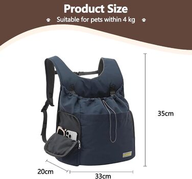 Рюкзак-переноска для собак Galatée, сірий, з вентиляцією для подорожей та кемпінгу