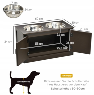 Підвищена стійка-тумба для собак з двома мисками для годування