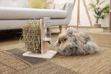 Станція для їжі та води для тварин Kerbl, годівниця для гризунів, 22,5x15,5x27 см, дерево, для внутрішнього та зовнішнього використання