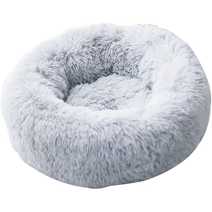М'яке ліжко для собак та котів Deluxe, круглої форми, Doughnut, сірого кольору, 60 см, водонепроникне дно