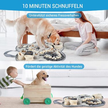 Шнуфлючий килимок для собак Clever Dog: інтелектуальна іграшка з антиковзаючою основою, іграшка-шнуфлючий килимок для маленьких та великих собак, сірий