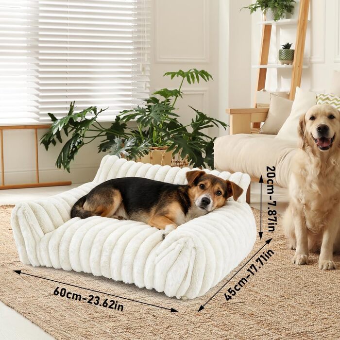 Котяче ліжко-софа, м'яке та пухнасте, 60x45x20 см. Підходить для котів та маленьких собак. Знімний, пральний чохол, антиковзаюча підкладка.