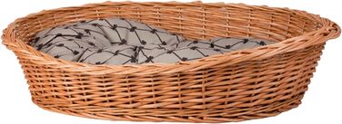 Корзина для тварин з плетіння лози e-wicker24: зручне ліжко для собак та котів (80x60x26 см, бежевий)