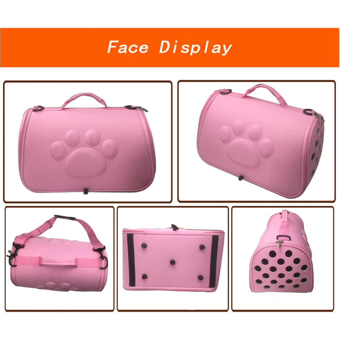 Транспортна сумка для котів та собак | Легка сумка-переноска з плечовим ремінцем для цуценят та маленьких собак | Для подорожей, прогулянок, ветеринара (Рожева)