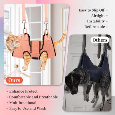 Гамак для грумінгу собак PatiencET, гамак для догляду за тваринами для котів та собак з ремінним кріпленням, петля для стрижки нігтів з обрізачем/триммером, пилка для нігтів, гребінець для тварин (S) Помаранчевий