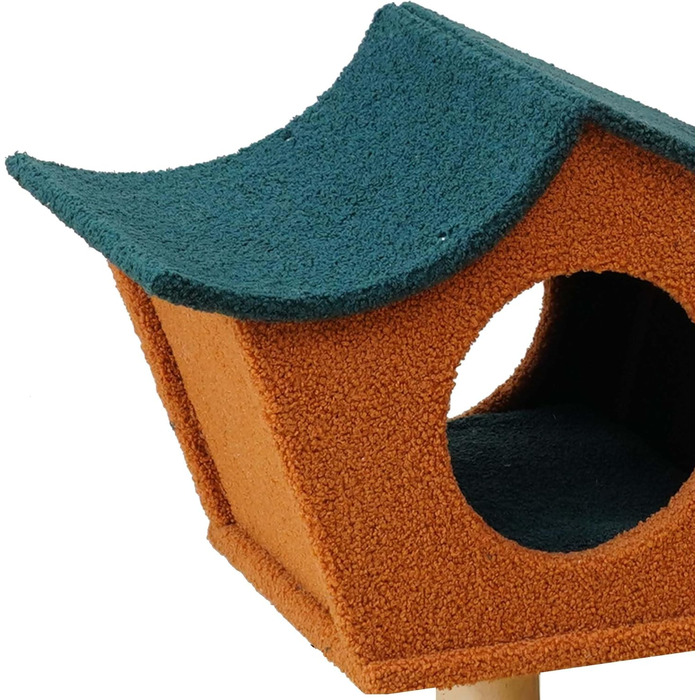 Котячий будиночок з дерева з штучним хутром Fudajo, 114 см, з кульками для ігор