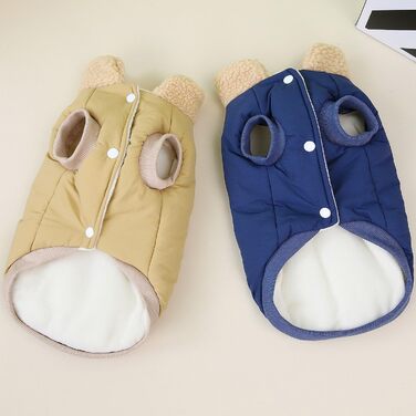 Зунеа Зимові куртки для собак, флісова підкладка, D-Ring, теплі, для холодної погоди, жилети, одяг для цуценят, хакі, 3XL