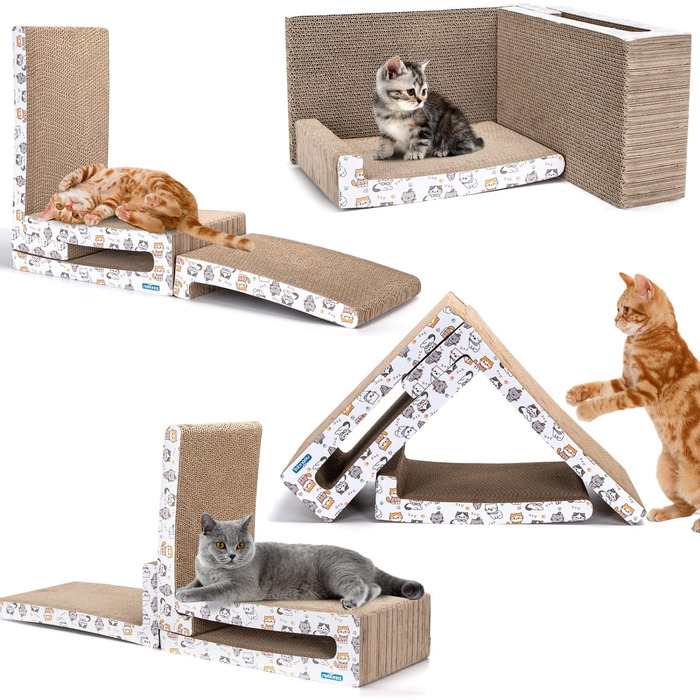 Кігтеточка для котів Nobleza Katze Kratzbrett 3 в 1 з котячою м'ятою, з екологічного картону, 43x24x15 см