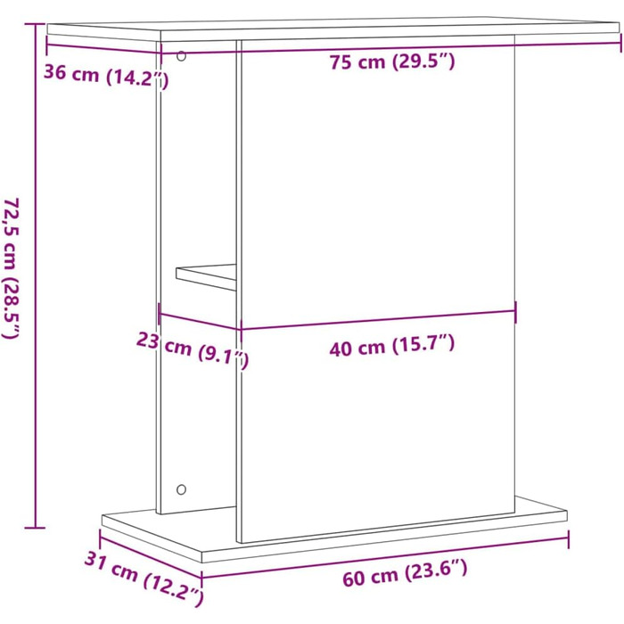 vidaXL підставка для акваріума, дуб Артизан, 36x75x72,5 см, ДСП