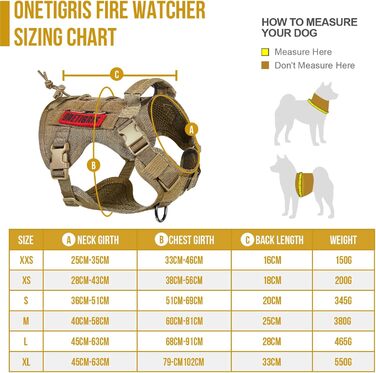 Тактична шлея для собак OneTigris FIRE WATCHER, коричнева, 1000D нейлон, з ручкою та 2 D-кільцями, розмір XS, для безпеки та дресирування