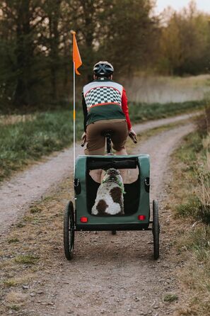 Причіп для велосипеда PETRIVE Active ONE для собак та котів до 40 кг, світло-зелений (темно-зелений)