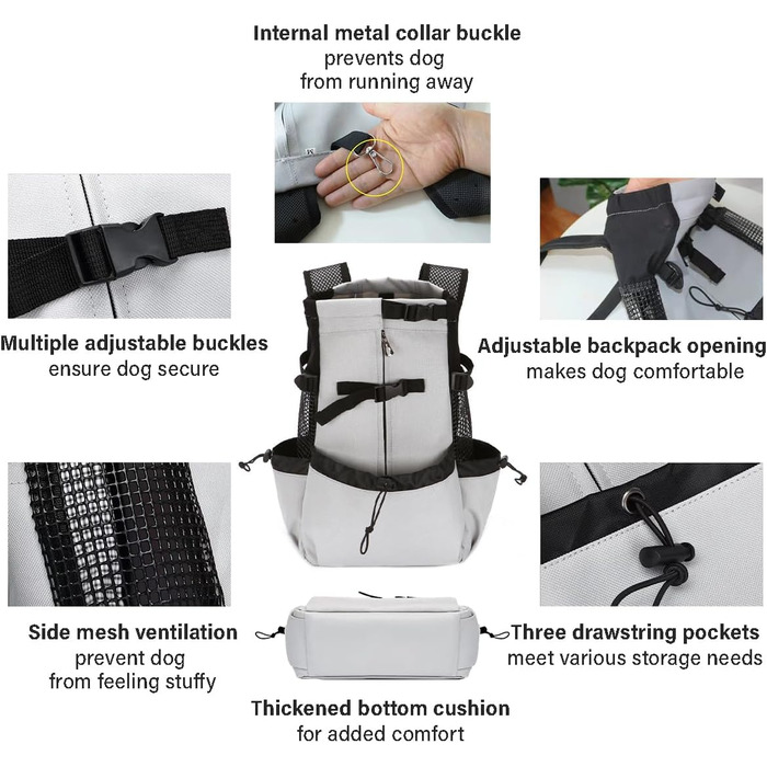 Рюкзак для собак Manon Rosa, регульований, зручний, для подорожей, походів, кемпінгу, для маленьких, середніх собак, котів, цуценят (середній, білий) Medium Weiss/opulenter Garten