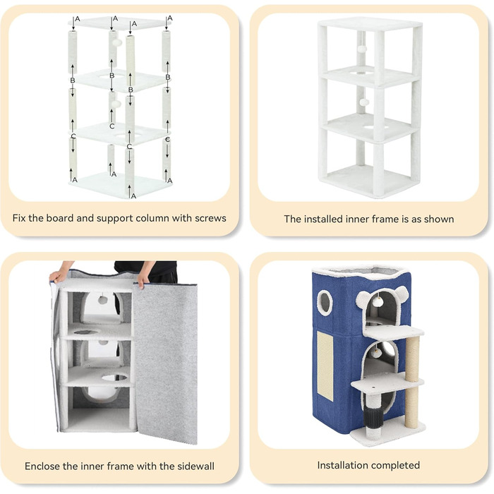 Дім для котів YITAHOME: сучасний комплекс з тунелем, когтеточкою та ігровим майданчиком для кількох кошенят (блакитний)