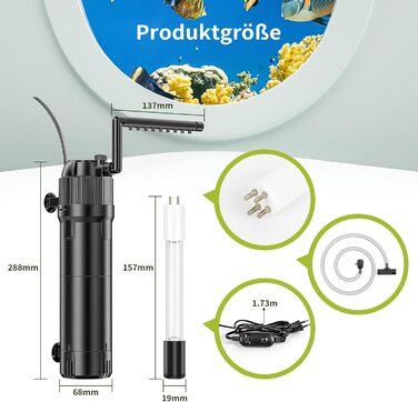 Акваріумний фільтр Forever Speed 5-в-1 з УФ-очищувачем 3 Вт, 650 л/год, для акваріумів 40-120 л