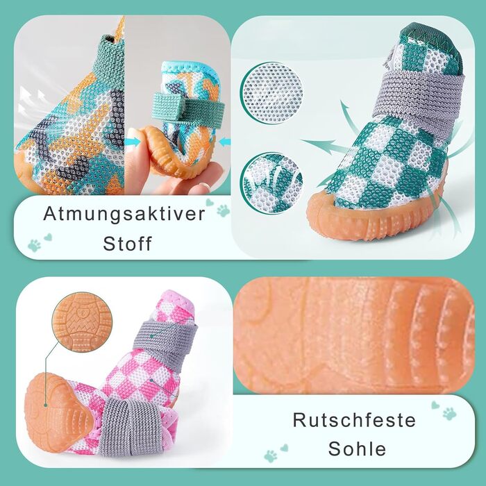 Чорно-білі собачі чоботи Kukaster для захисту лап, 4 шт. Неслизька підошва, світловідбиваючий замок, підходять для собак маленьких, середніх та великих порід, розмір 3