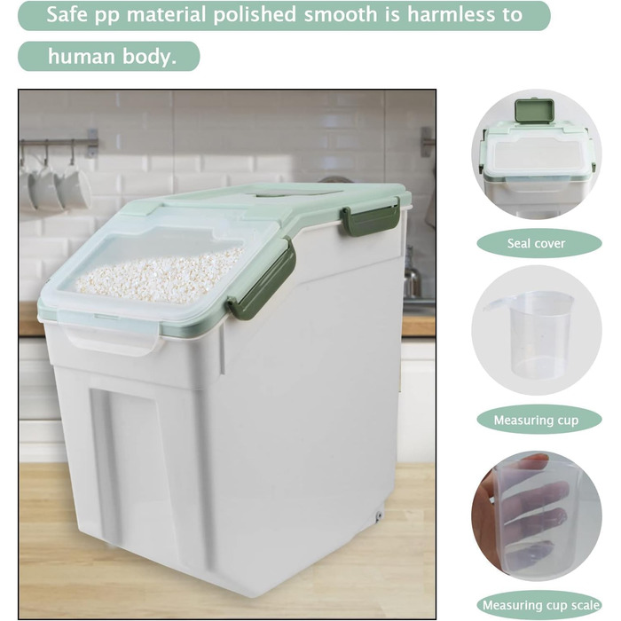 Контейнер для зберігання корму для собак AnRui, 13,6 кг, зелений, пластик