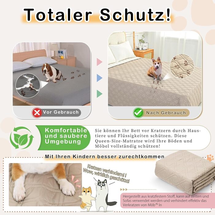 Водонепроникний килимок для собак GYURO - двосторонній, м'який, 97x190 см та 208x208 см (Хакі)