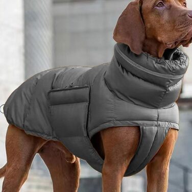 Зимові куртки для собак, тепла зимова куртка для великих собак, одяг для холодної погоди (сірий)