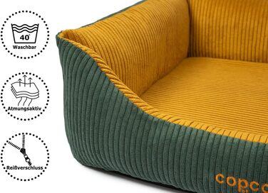 Крісло-лежанка для собак CopcoPet, зелено-жовте, 70x55 см, для маленьких собак, з неслизьким дном, захищає суглоби