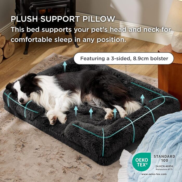 Ортопедичне ліжко для собак BEDSURE - 71x58 см. Зручне ліжко-софа для маленьких собак з ефектом пам'яті, миється, нековзне, ортопедичне
