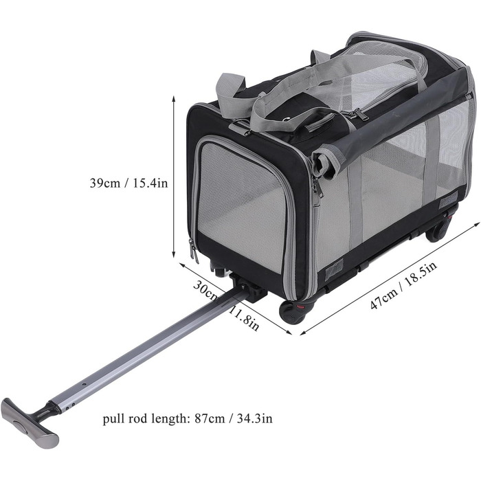 Транспортна переноска для котів та собак на колесах, складна, м'яка, з телескопічною ручкою. Ідеальна для подорожей, кемпінгу та активного відпочинку.