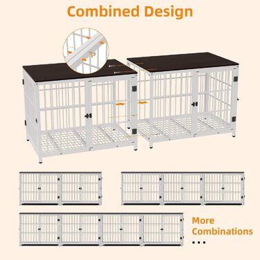 Клітка для собак BingoPaw XXL: сучасний шафка-будка для великих собак 120x77x81.5 см з приставним столиком та висувним піддоном