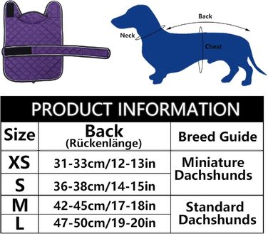 Зимовий теплий одяг для такс (дрібних та середніх) - куртка з плюшем, регульованим поясом та отвором для повірця, Geyecete, колір: зелений, розмір: L, фіолетовий