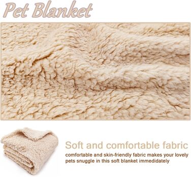 М'яка тепла флісова ковдра для собак та котів 100x120 см, машинного прання, бежева