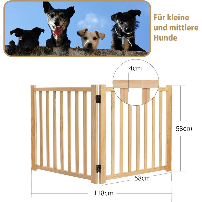 Двері-загородження для собак Pshelfy Holztür: дерев'яні, складні, для дому, 58 см