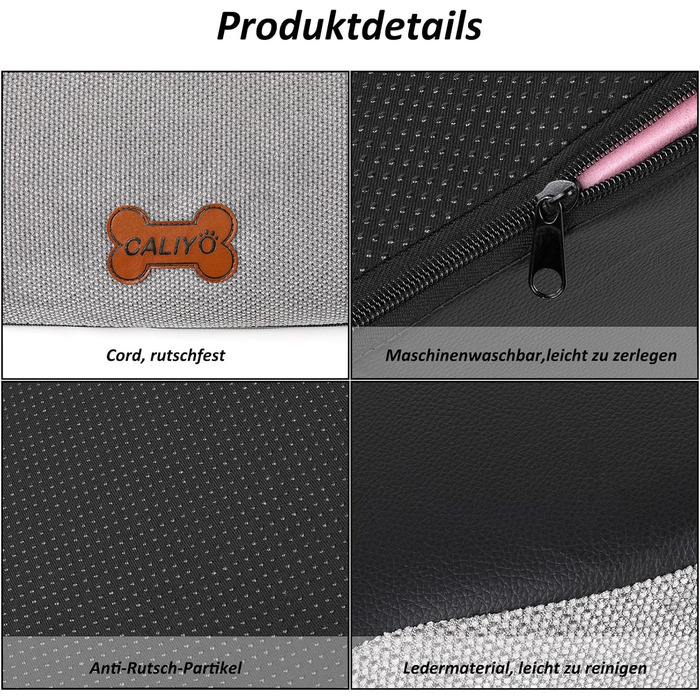 Сходинки для собак Caliyo, 2 сходинки, сірі. Для маленьких собак та котів, 26 см заввишки, з миючим покриттям та протиковзкою основою. Підходять для ліжка, дивану та автомобіля (55×40×26см)