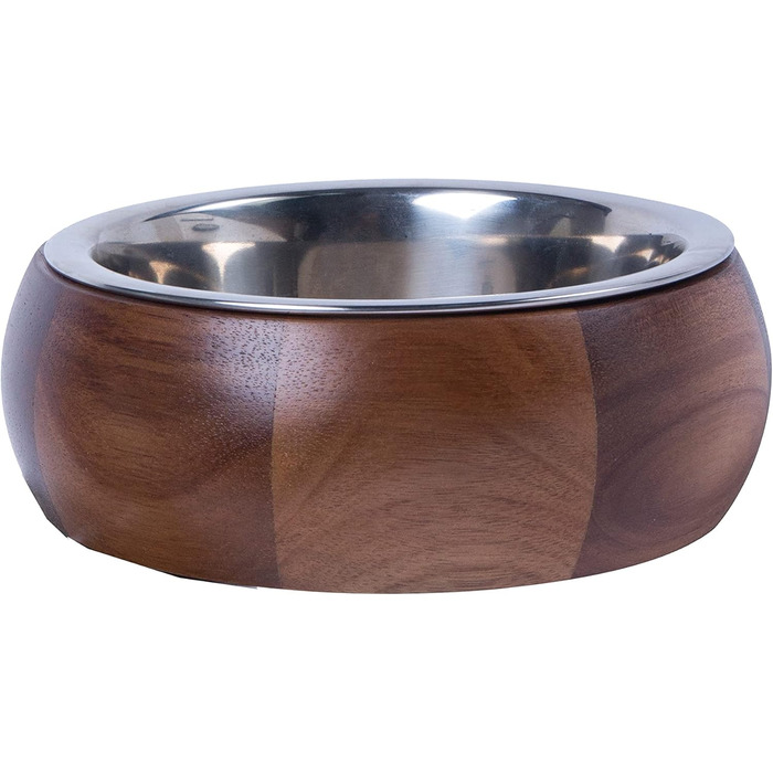 Миска для собак Dehner Lieblinge, 18.7 см, дерево/нержавіюча сталь, коричнева