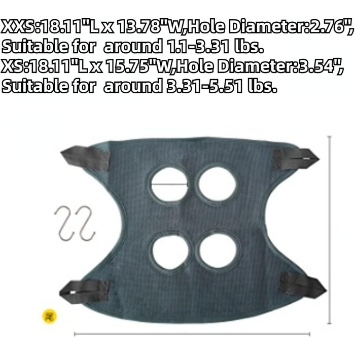 Гамак для кроликів з ремінком безпеки для догляду за кігтями та шерстю, сумка для купання кроликів, сумка для догляду за кігтями котів, аксесуар для догляду за дрібними тваринами (Сірий, XXS)