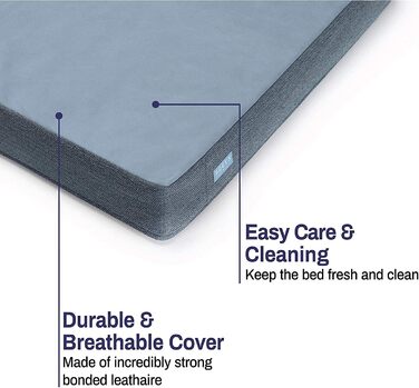 Ортопедичне лежанка для собак з гелевим шаром та пам'яті ефекту, водовідштовхувальне, для великих та малих собак, знімний чохол, блакитний (L)