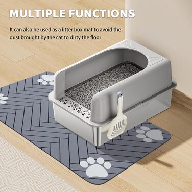 Килимок для годівлі собак та котів, суперпоглинаючий, антиковзний, швидковисихаючий, легко миється (Світло-сірий, 30x50 см)