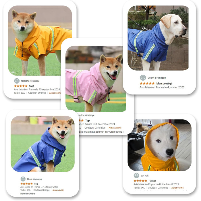 Дощовик для собак PETCUTE з капюшоном, водонепроникний, з світловідбиваючими смугами, регульований, для малих, середніх та великих собак, рожевий S