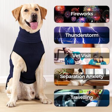 Заспокійливий жилет для собак Heywean з капюшоном та захистом вух, антистресовий, для собак з тривожністю, XL, темно-синій