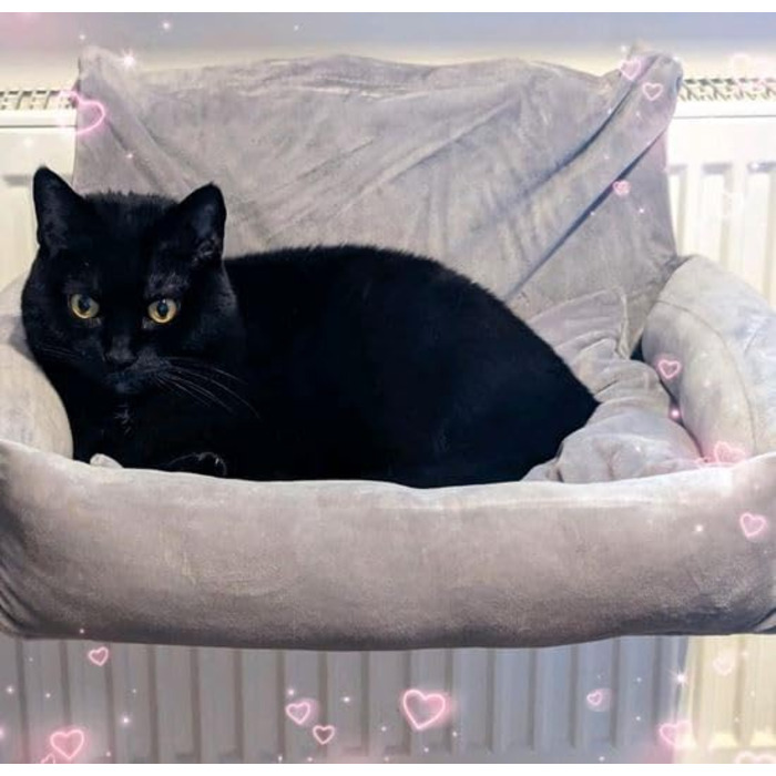 Килимок для котів на радіатор PataGrande, сірий, з м'яким подушками, машинного прання