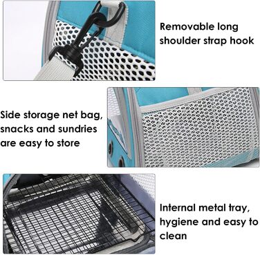 Переносна клітка для птахів Vogeltransport - легкий рюкзак для папуг, хамстерів, малих птахів. Атмосвітний, складаний дизайн, блакитний колір