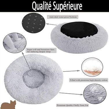 Крісло-лежанка для собак Antistress Donut XXL, ортопедичне, з memory foam, м'яке, овальне, сіре, для великих собак