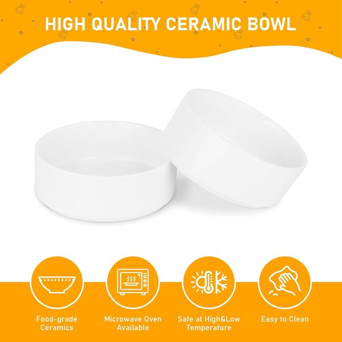 Набір мисок для котів 2 шт. з кераміки з підставкою з бамбука та силіконовим килимком - 2 x 400 мл