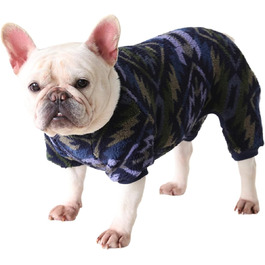 Піжама для собак, тепла, м'яка флісова, мила, костюм для цуценят, маленьких та середніх собак (Мops, Французький бульдог), розмір M, темно-синій