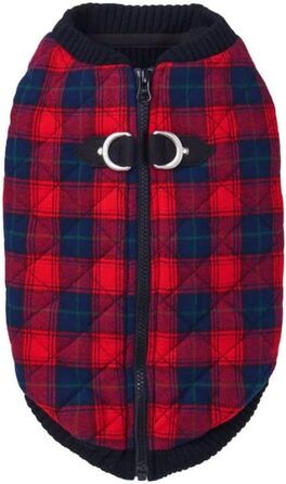 Жилет для собак Gooby Modische, степеневий, з еластичною зоною грудей, ромбовий візерунок, червоний у клітинку (L, M)