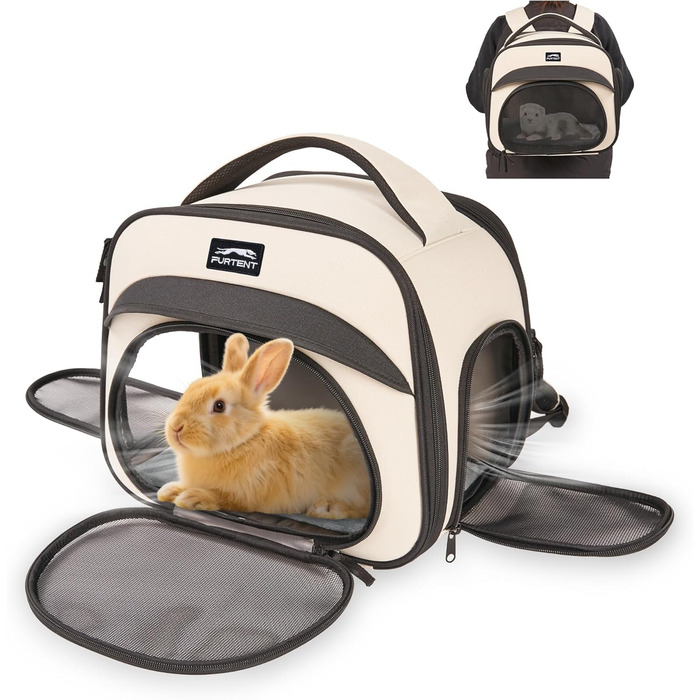 Сумка-переноска для маленьких тварин, складна, з мотузкою, для цуценят, кошенят, морських свинок (до 3,6 кг), для подорожей, піших прогулянок (Бежева)