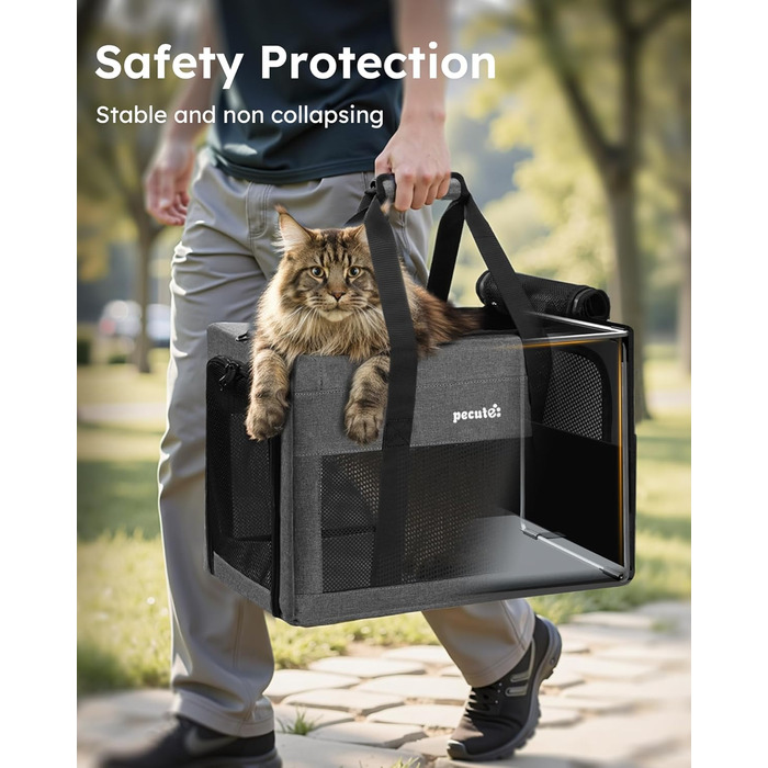 Переносна переносна сумка для котів Pecute Katzentasche, XL, 47x33x30 см, сіра