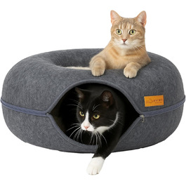 Круглий кігтетоп-будиночок для котів з фетру з м'яким, пральним подушечкою. Зручне ліжко-кошик для котів 60x60x28 см (Антрацит)