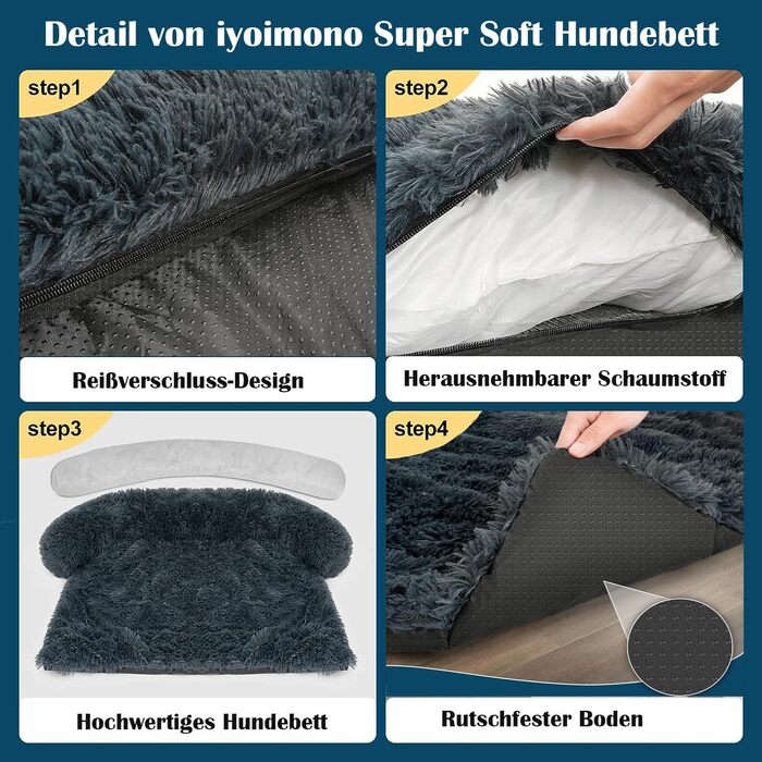 М'яке ліжко для собак з плюшу, ковзаюча, знімний чохол, миється, для маленьких та середніх собак, коврик для собак, лежанка для домашніх тварин, світло-коричневий, 60 x 55 x 10 см