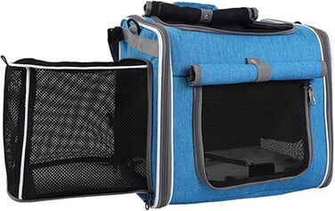 Кошик для собак Dpofirs, розширюваний, легкий, водонепроникний, для маленьких собак, з 4 сітковими вікнами, для їзди на велосипеді, для серферів, з швидкою фіксацією на кермі для легкої установки, підходить для (Блакитний)