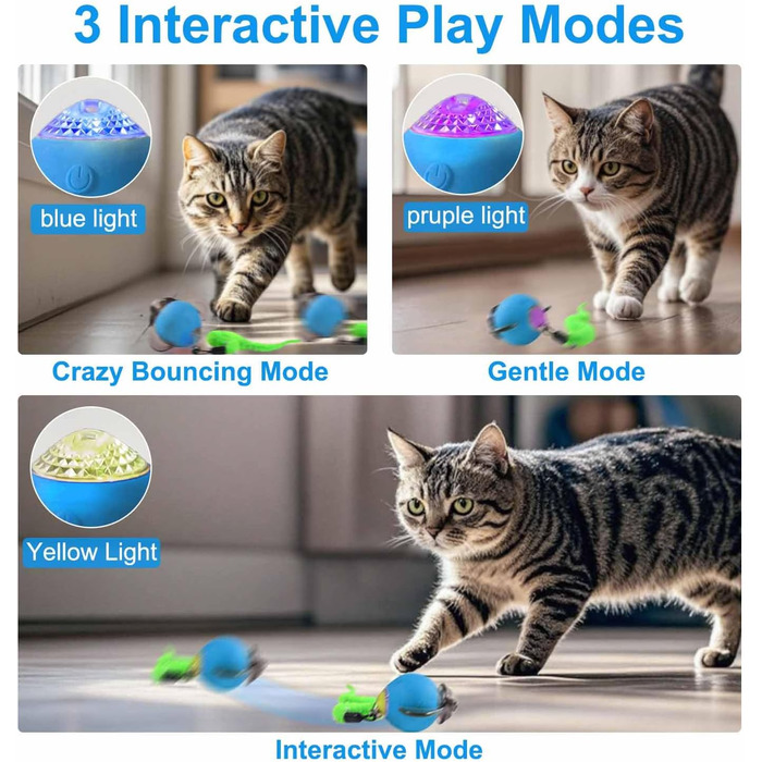 Інтерактивна іграшка для котів - м'ячик з феєрверком, перезаряджається, 2 режими, автоматична іграшка для котів, самостійна розвага, (Помаранчевий)