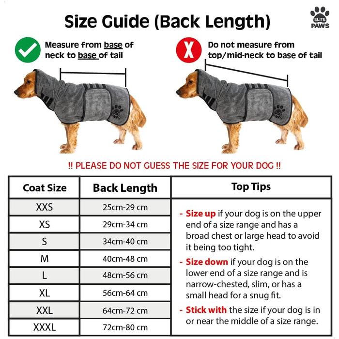 Elite Paws™ UK: Люксовий халат для собак з мікрофібри, товстий та м’який, швидко сушить тварину за 20-30 хвилин, супер вбираючий, обмежує безлад