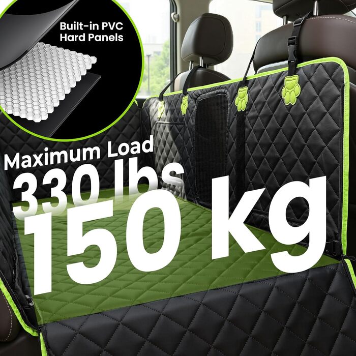 Захисний килимок для собак у машину Pecute 2-в-1: для заднього сидіння та як переноска, водовідштовхувальний, анти-царапин, з жорстким дном